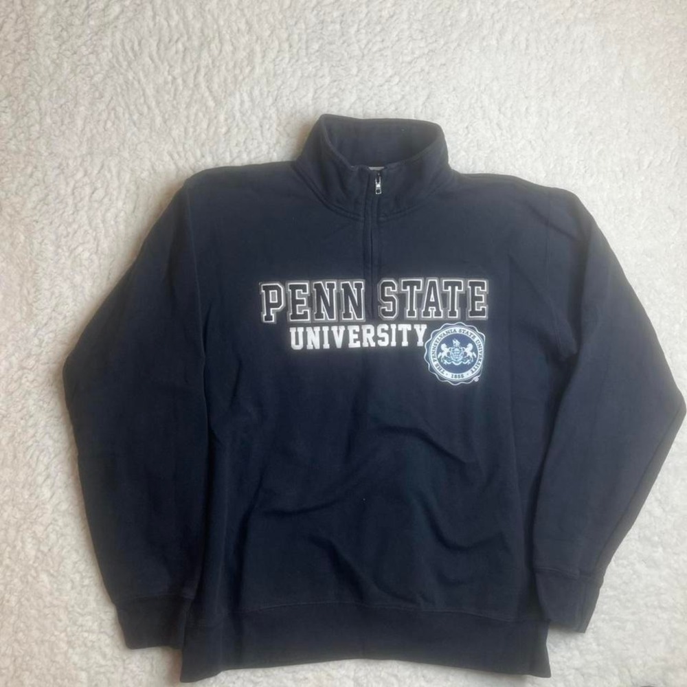 Champion Penn state blue embroidered logo quarter zip sweatshirt‎ collegiate